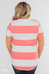 Hello to You Wide Stripe V-Neck Top- Coral