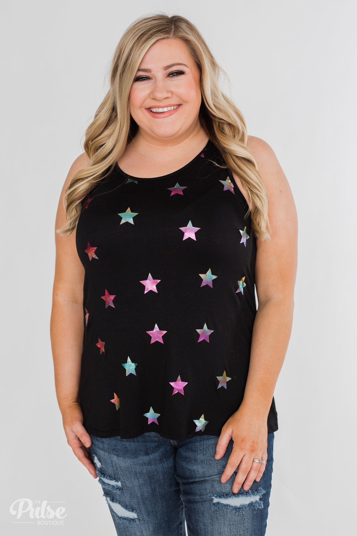 Sparkle For You Star Racerback Tank Top- Black