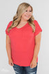 Solid V-Neck Pocket Top- Strawberry Pink