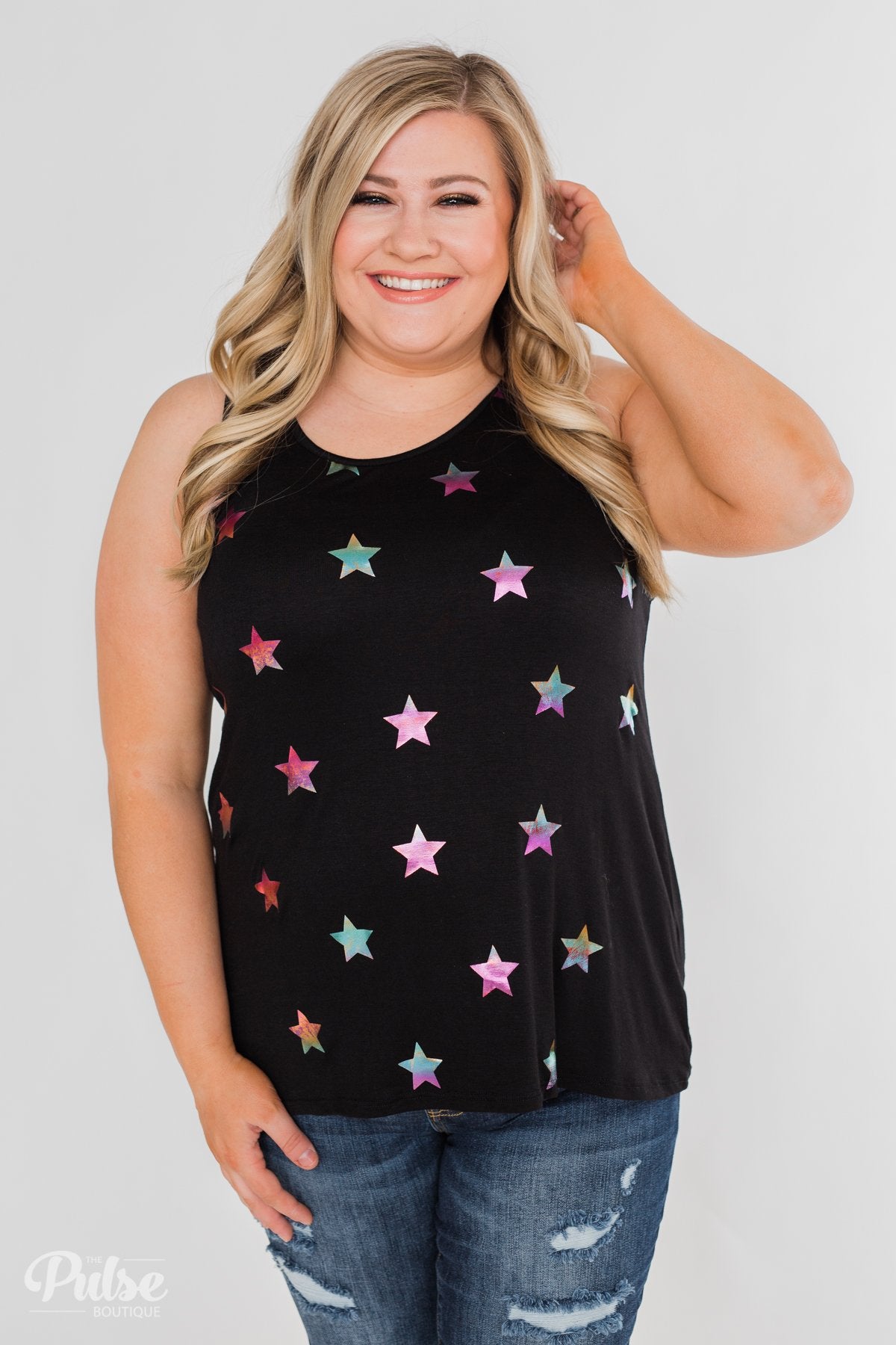 Sparkle For You Star Racerback Tank Top- Black