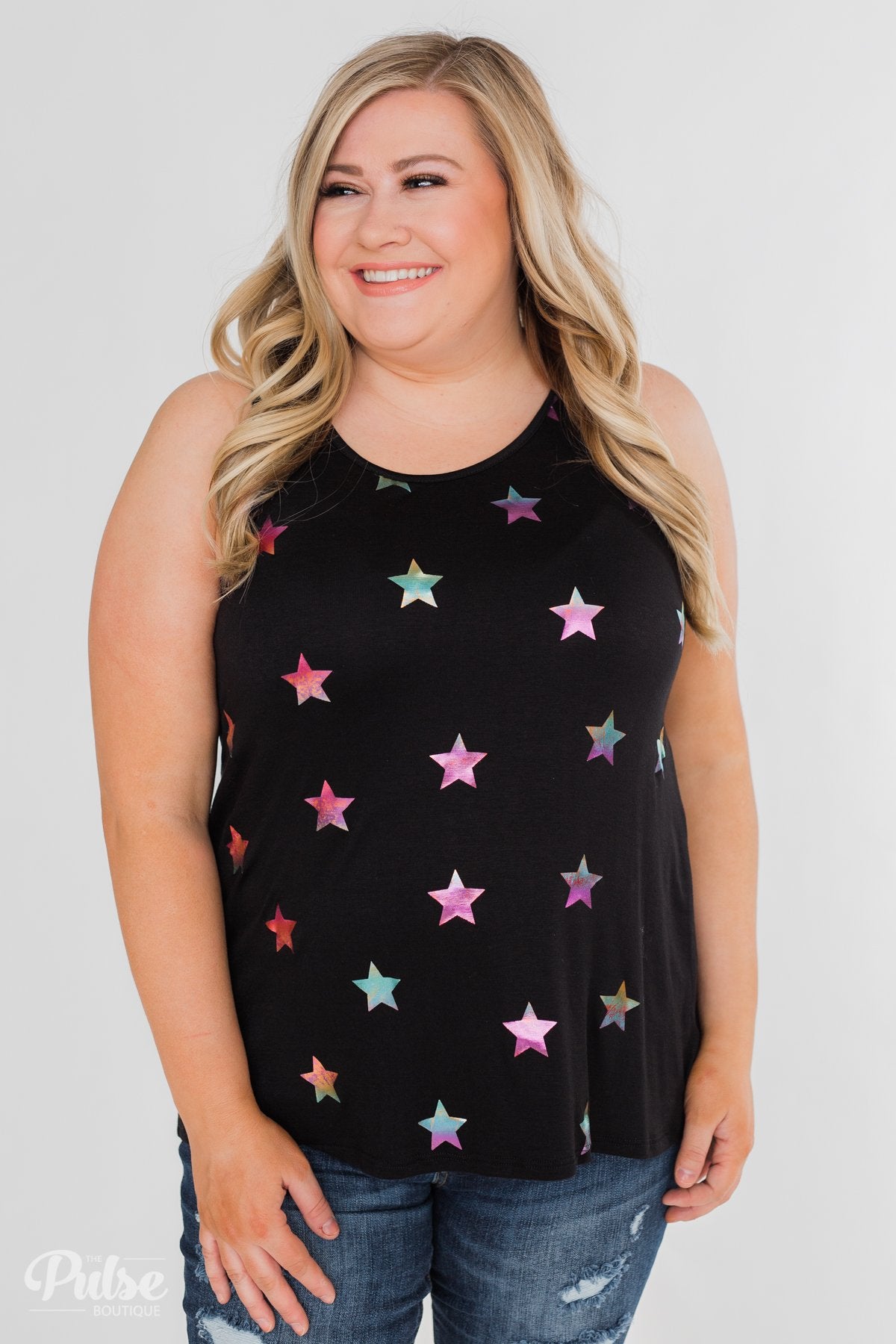Sparkle For You Star Racerback Tank Top- Black