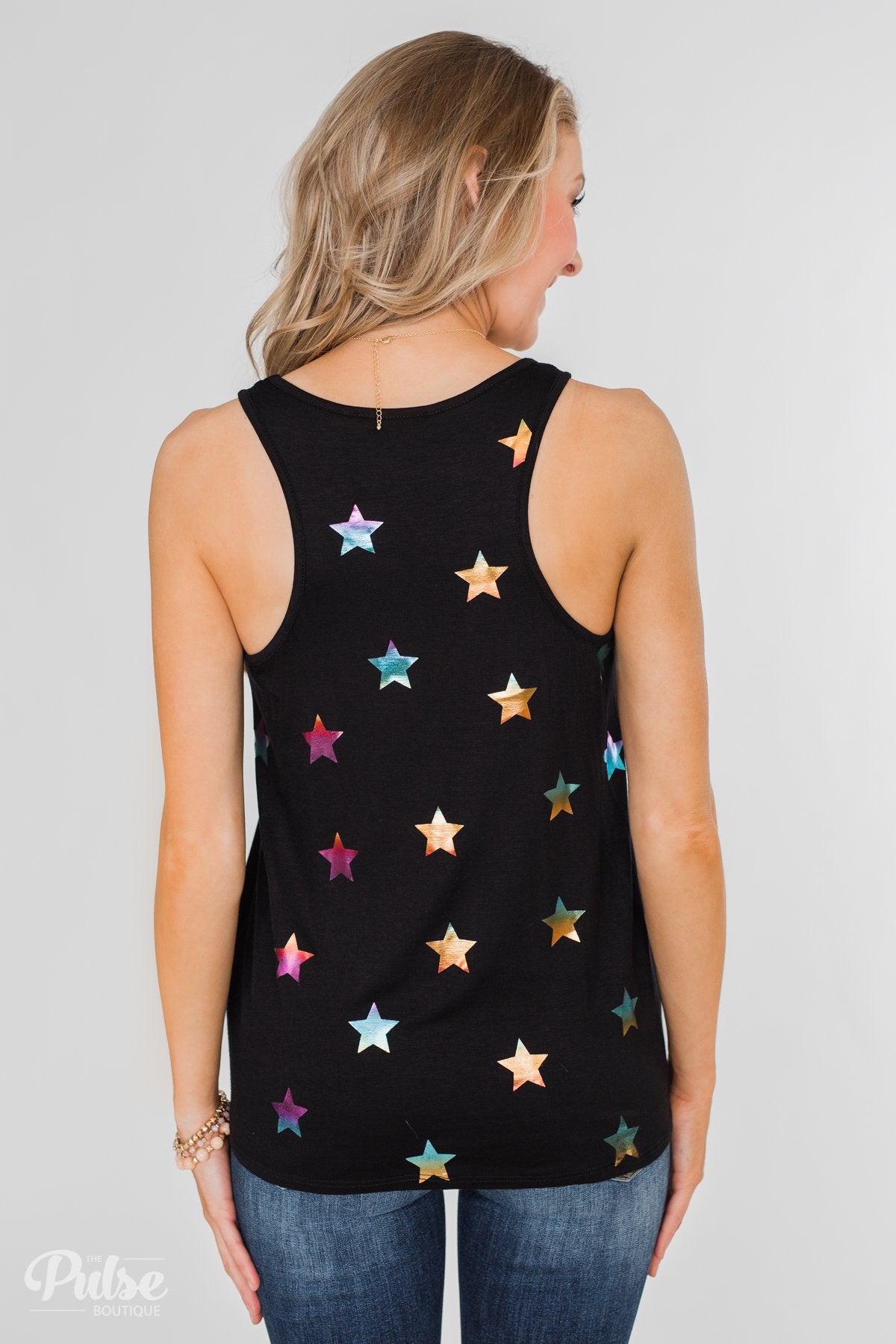 Sparkle For You Star Racerback Tank Top- Black
