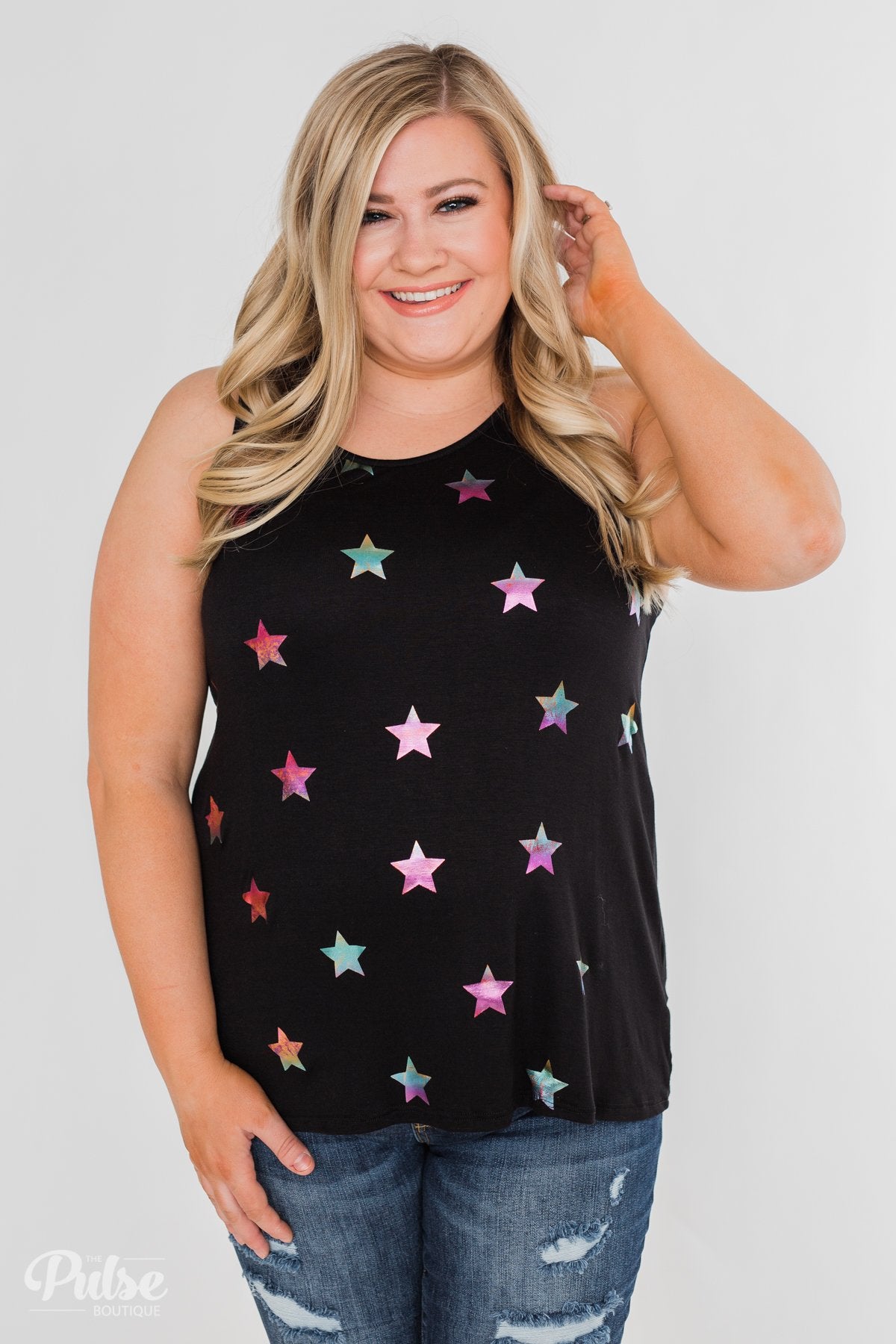 Sparkle For You Star Racerback Tank Top- Black