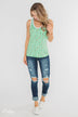 Walk Through The Wildflowers V-Neck Tank Top- Mint Blue