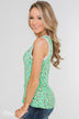 Walk Through The Wildflowers V-Neck Tank Top- Mint Blue