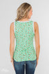 Walk Through The Wildflowers V-Neck Tank Top- Mint Blue