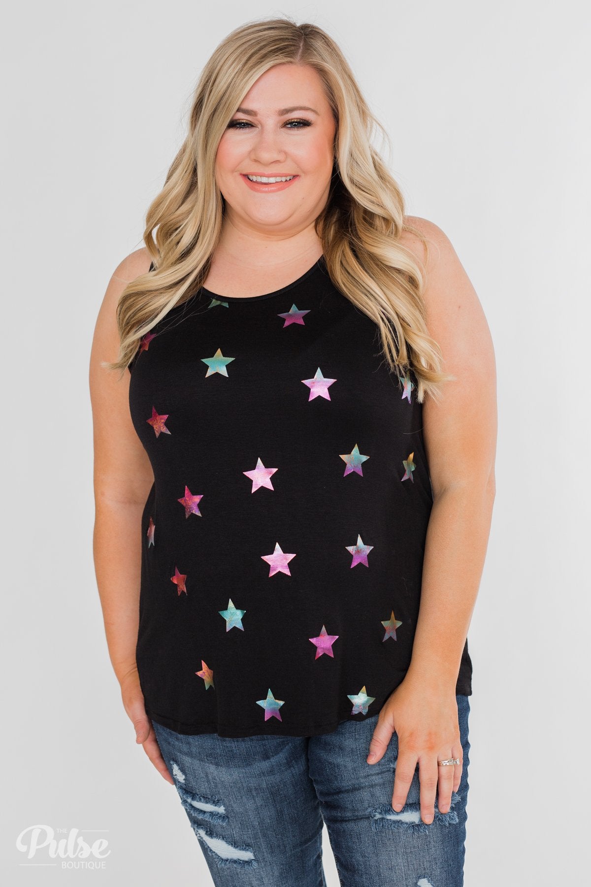 Sparkle For You Star Racerback Tank Top- Black