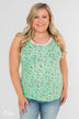 Walk Through The Wildflowers V-Neck Tank Top- Mint Blue