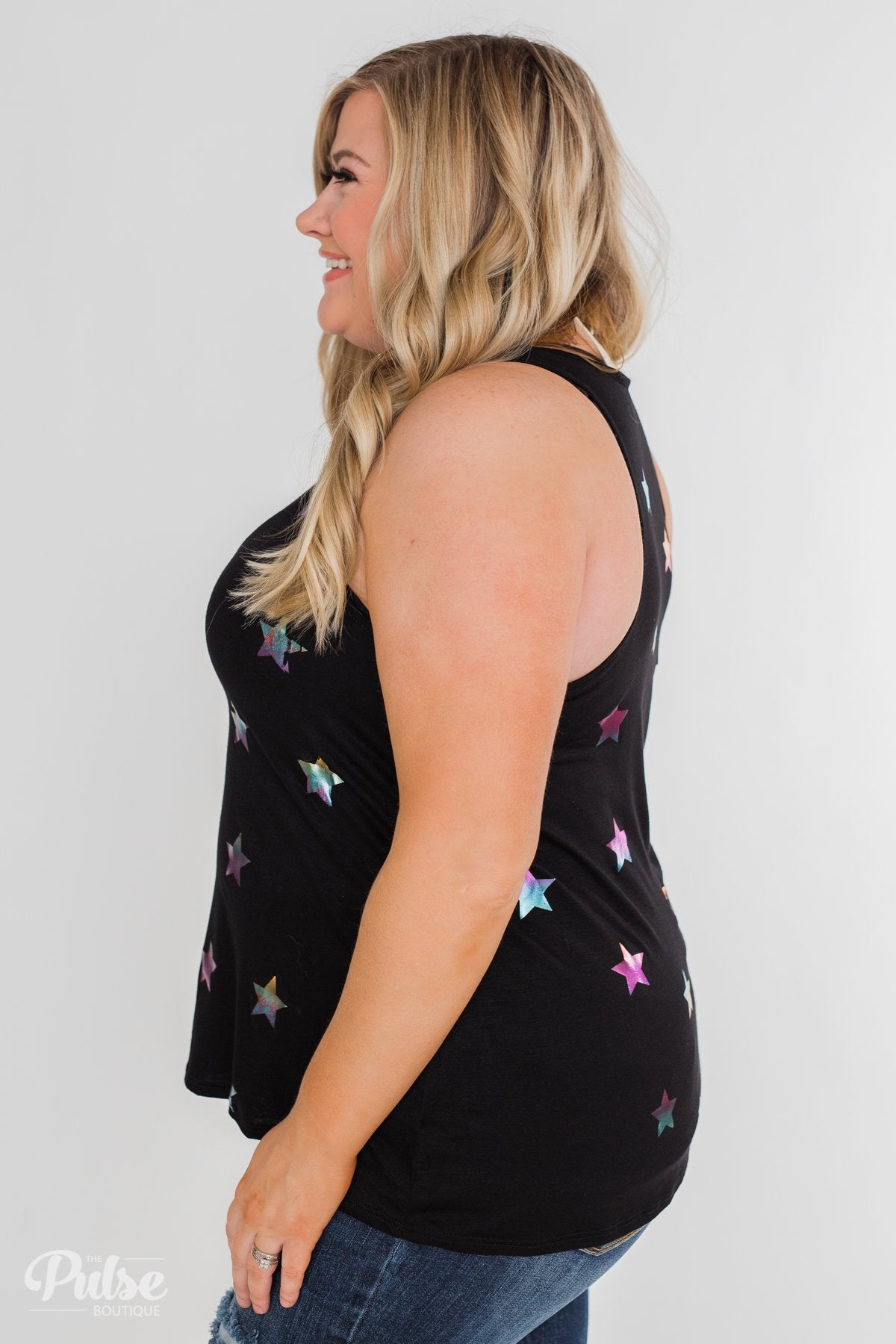 Sparkle For You Star Racerback Tank Top- Black