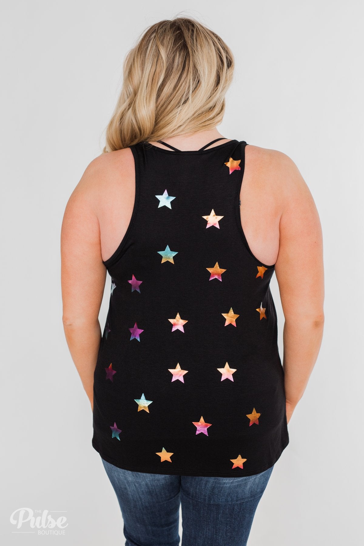 Sparkle For You Star Racerback Tank Top- Black