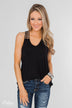 Tell Me Again Crochet Knit Tank Top- Black