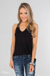 Tell Me Again Crochet Knit Tank Top- Black