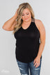 Tell Me Again Crochet Knit Tank Top- Black