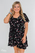 Short Sleeve V-Neck Wrap Detail Dress- Black