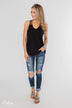 Tell Me Again Crochet Knit Tank Top- Black