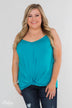 Somewhere Waiting for Me Twist Tank Top- Blue