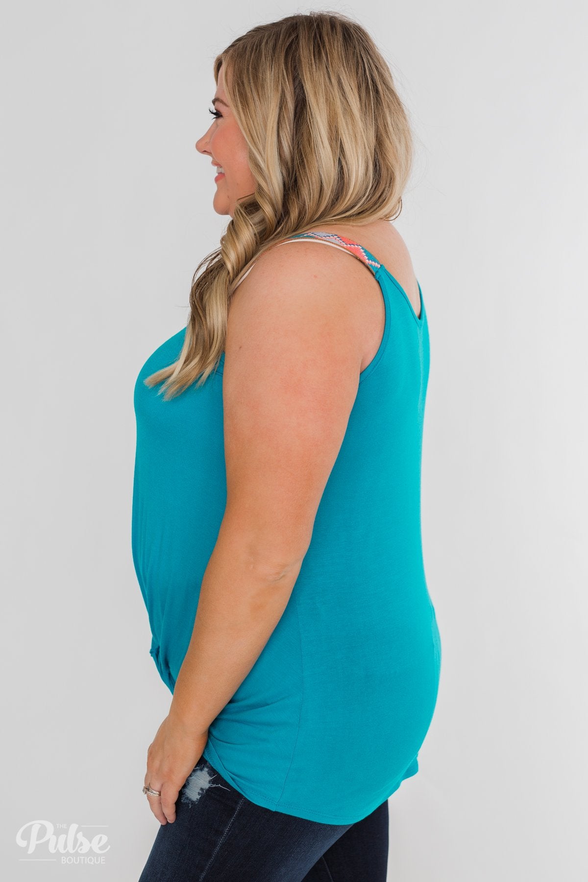 Somewhere Waiting for Me Twist Tank Top- Blue