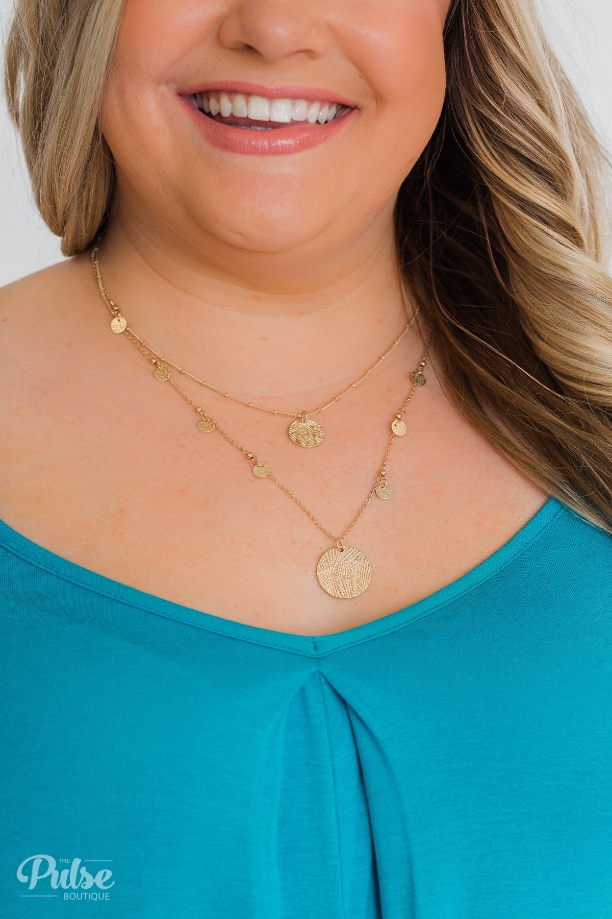 Double Layer Circle Necklace- Gold