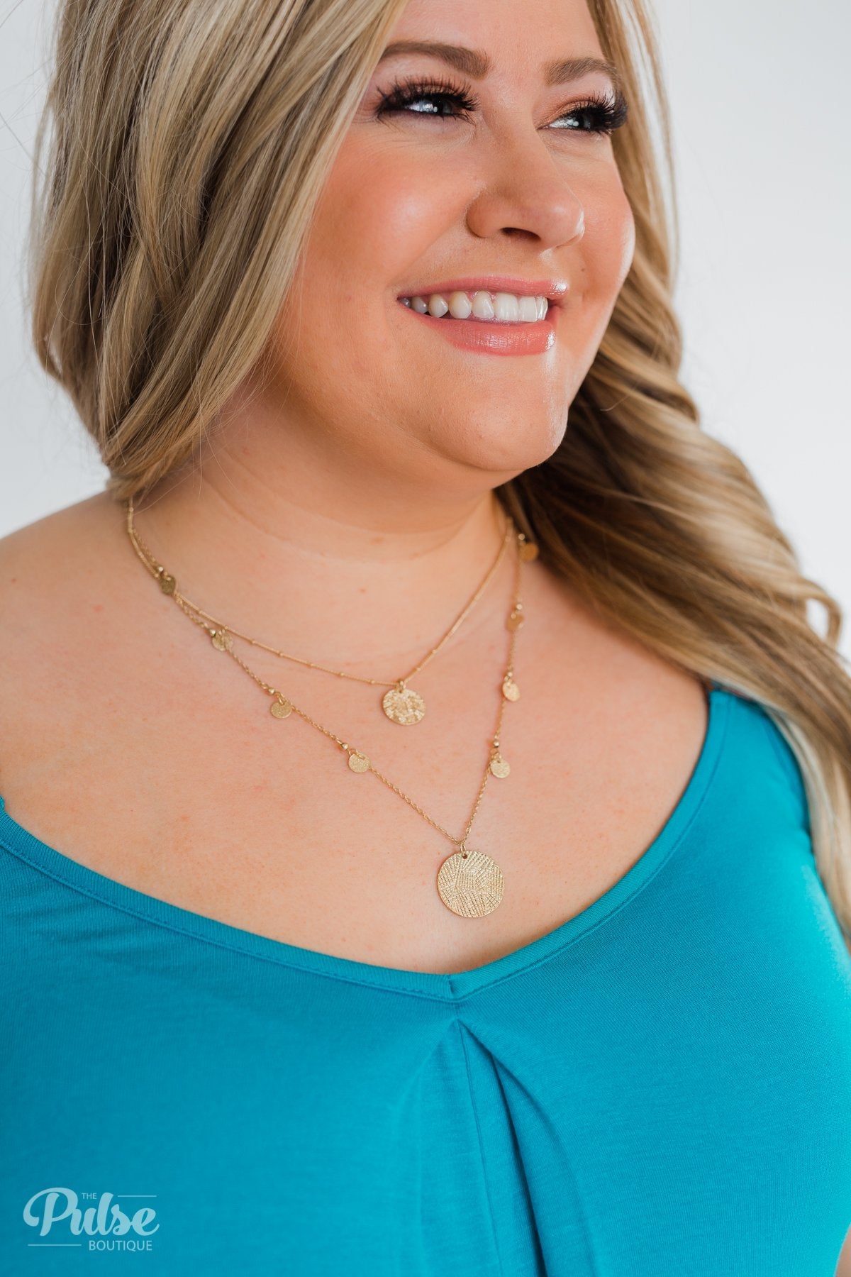 Double Layer Circle Necklace- Gold