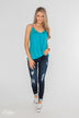 Somewhere Waiting for Me Twist Tank Top- Blue