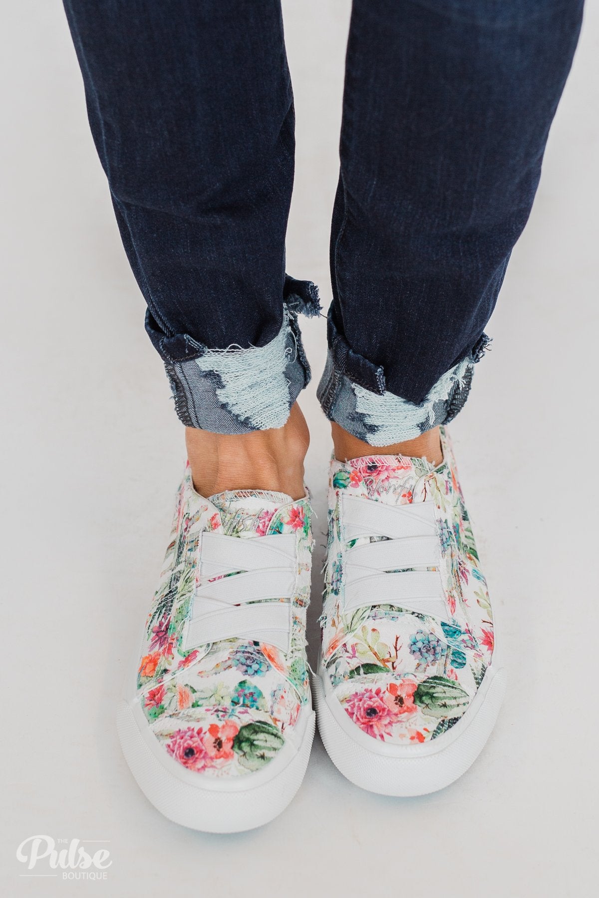 Blowfish Marley Sneakers- Off White Cactus Flower Print
