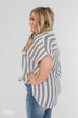 Somewhere Only We Know Striped Top- Grey & White