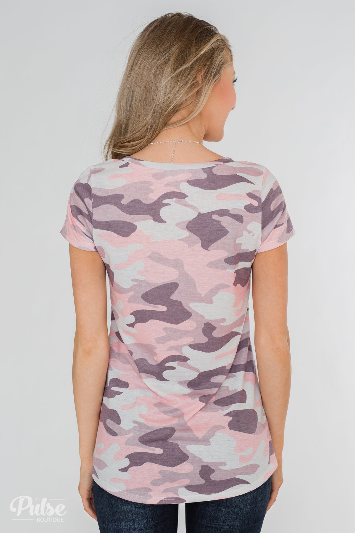 See Me Coming Short Sleeve Top- Pink Camo