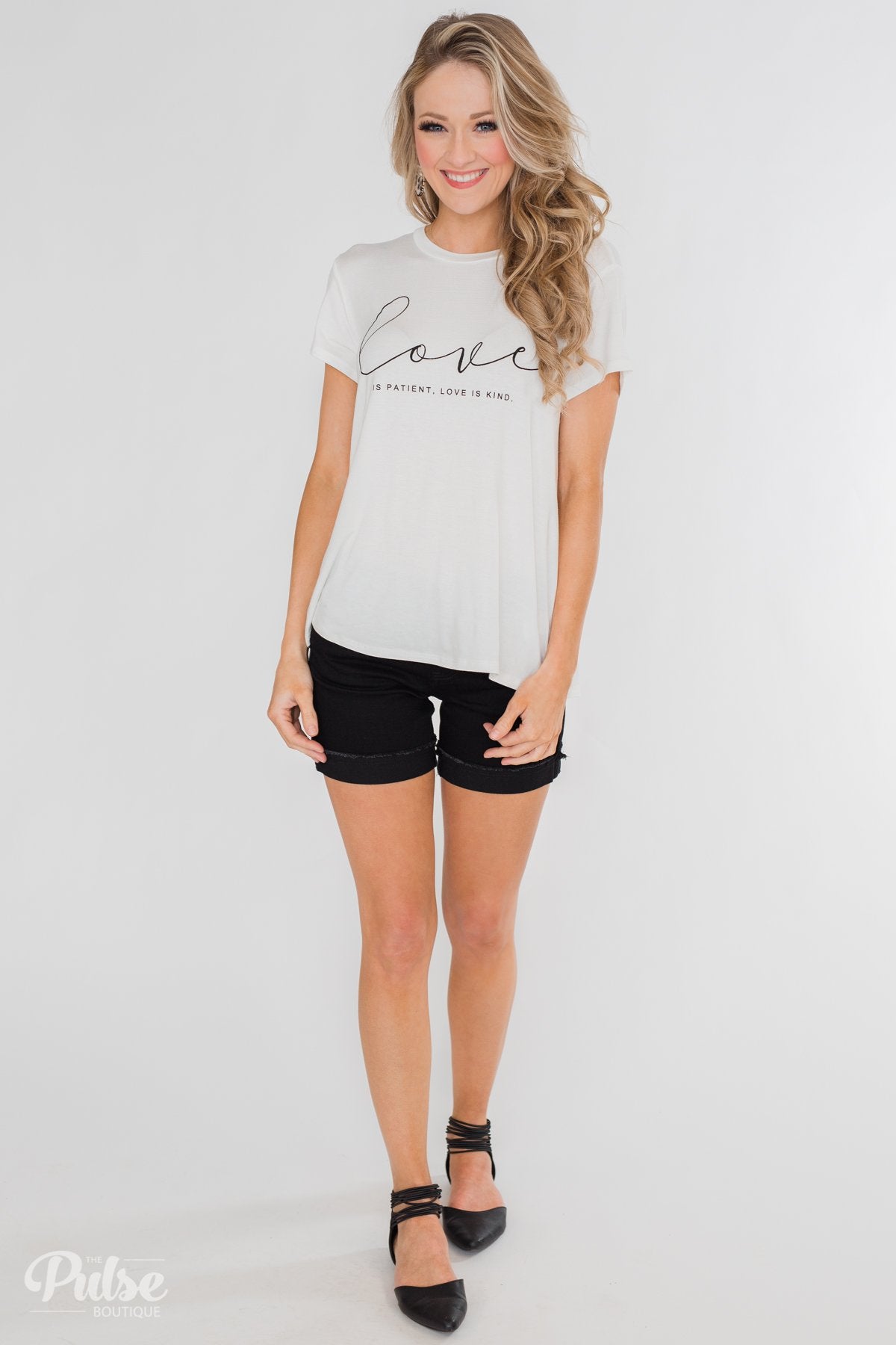 "Love Is Patient, Love Is Kind" Short Sleeve Top- Ivory