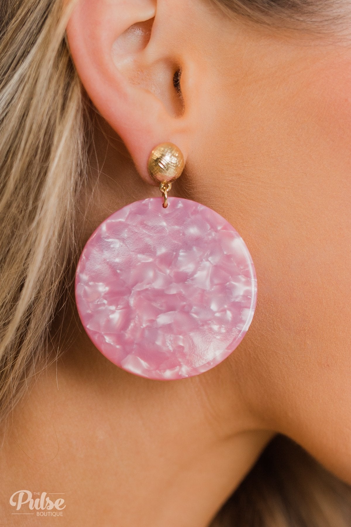 Chunky Circle Earring Set- Pink