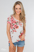 Can't Compare Floral Knot Top- Ivory