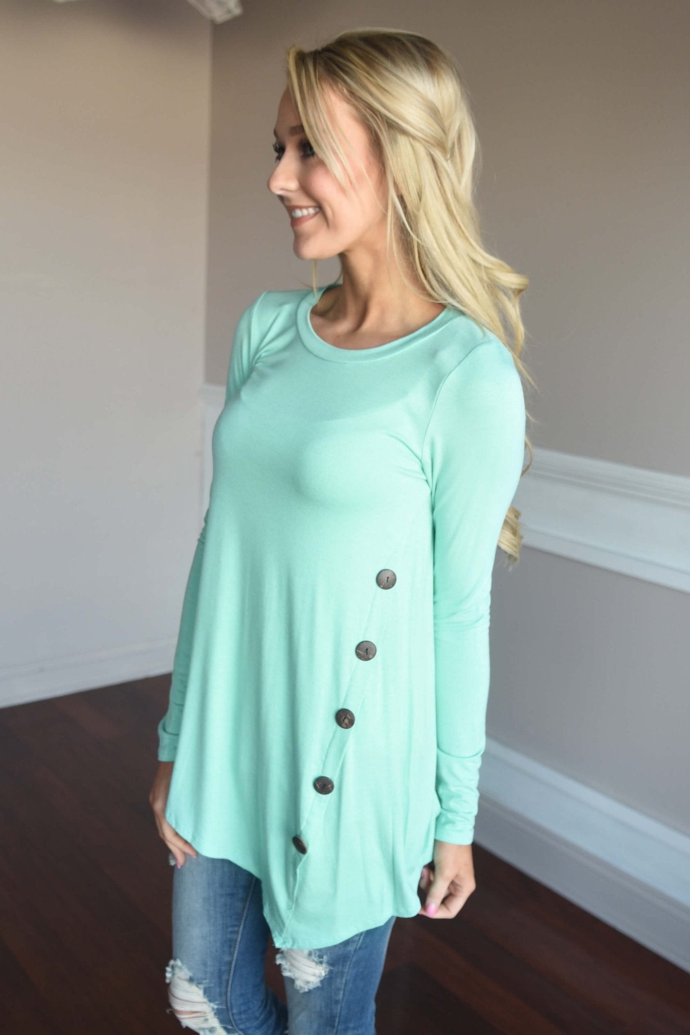 Push My Buttons Top ~ Mint