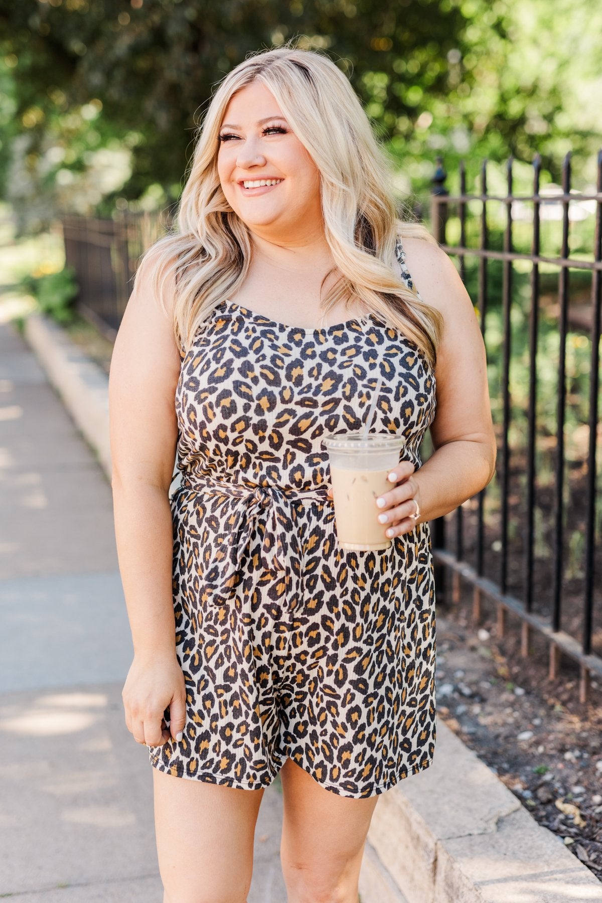 Wild Spirit Leopard Print Romper- Natural