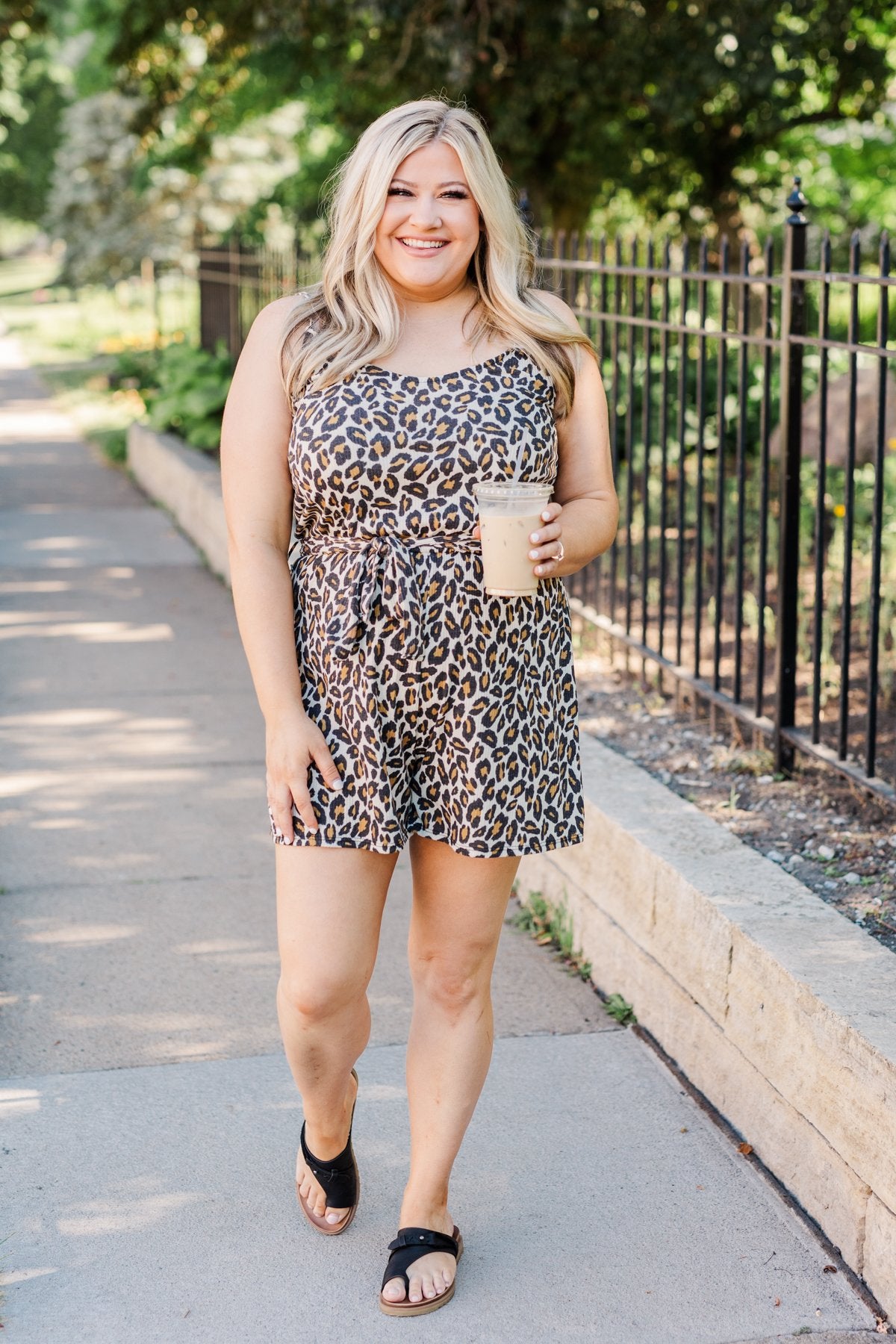 Wild Spirit Leopard Print Romper- Natural