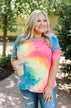 Fun Under The Sun Tie Dye Top- Neon Pink, Blue & Yellow