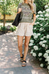 Sights By The Seaside High Waisted Shorts- Beige