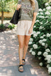 Sights By The Seaside High Waisted Shorts- Beige