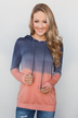 *2nds* - Navy & Peach Ombre Hoodie