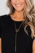 Long Circle & Bar Necklace- Gold
