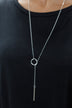 Adjustable Bar & Circle Necklace - Silver