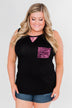 Leopard Lace Back Pocket Tank- Pink