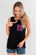 Leopard Lace Back Pocket Tank- Pink