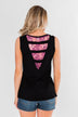 Leopard Lace Back Pocket Tank- Pink