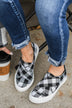 Gypsy Jazz Plaid Along Sneakers- White & Black Buffalo Plaid