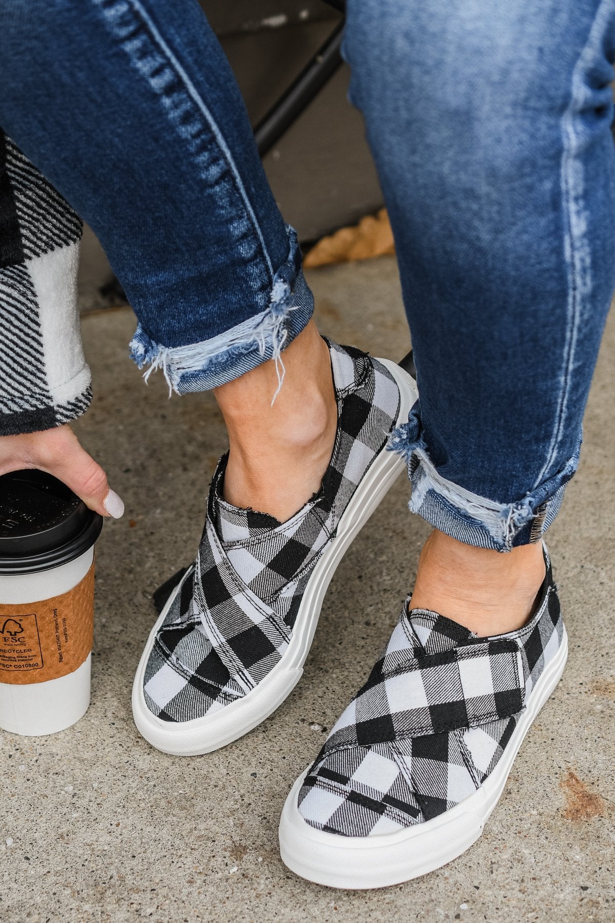Black and sales white plaid sneakers