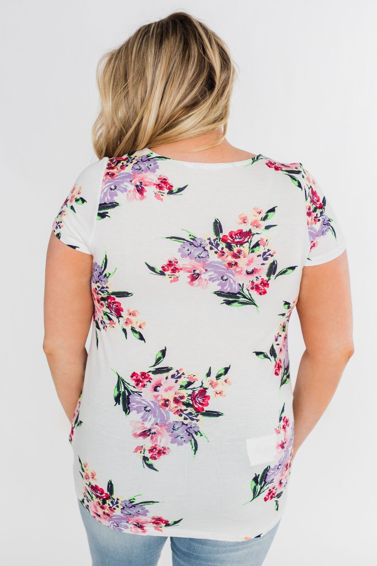 Feeling the Floral Criss-Cross Top- Ivory