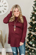 Meet In The Middle Knit Tunic Top- Burgundy