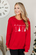 "Oh Christmas Tree" Graphic Crewneck Pullover- Holiday Red