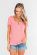 Short Sleeve Neon Zipper Top- Pink