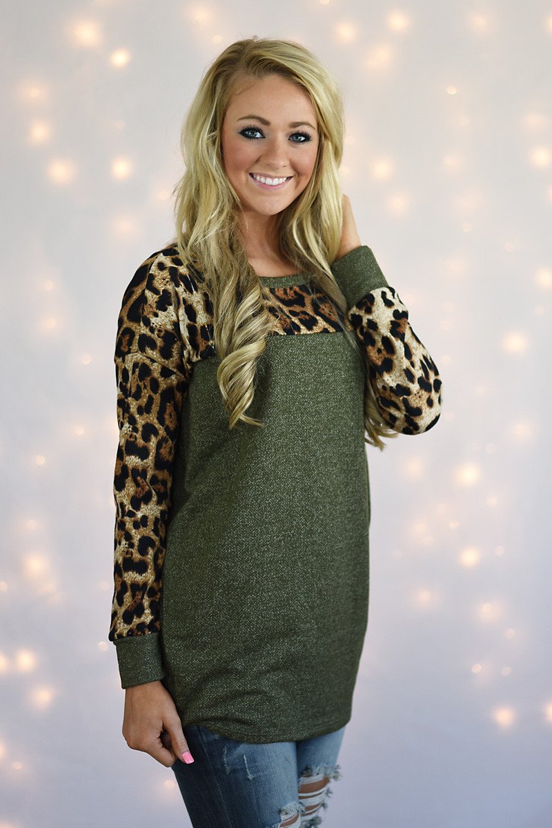 Olive Leopard Top