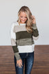 Feeling My Best Color Block Sweater- Olive, Taupe, & Ivory
